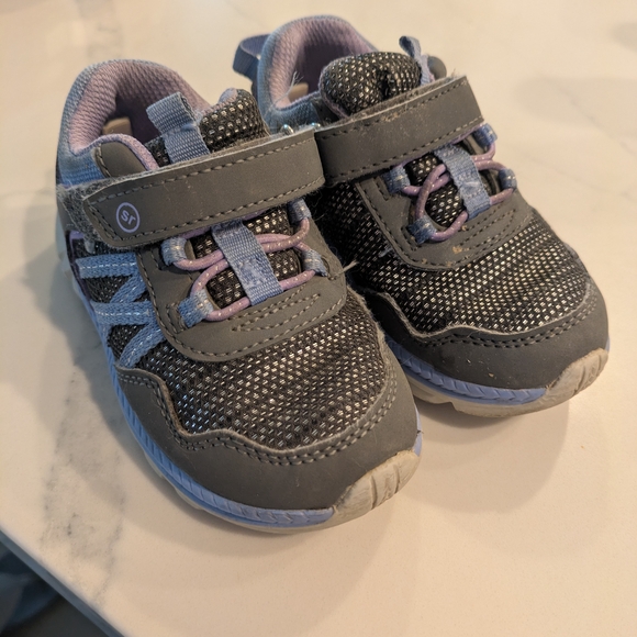 Stride Rite Gray and Purple Kids Sneakers - Picture 1 of 4